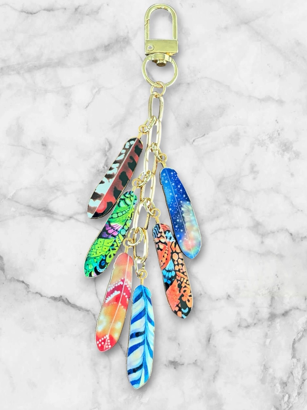 Colorful Feather Bag Charm - Multicolor